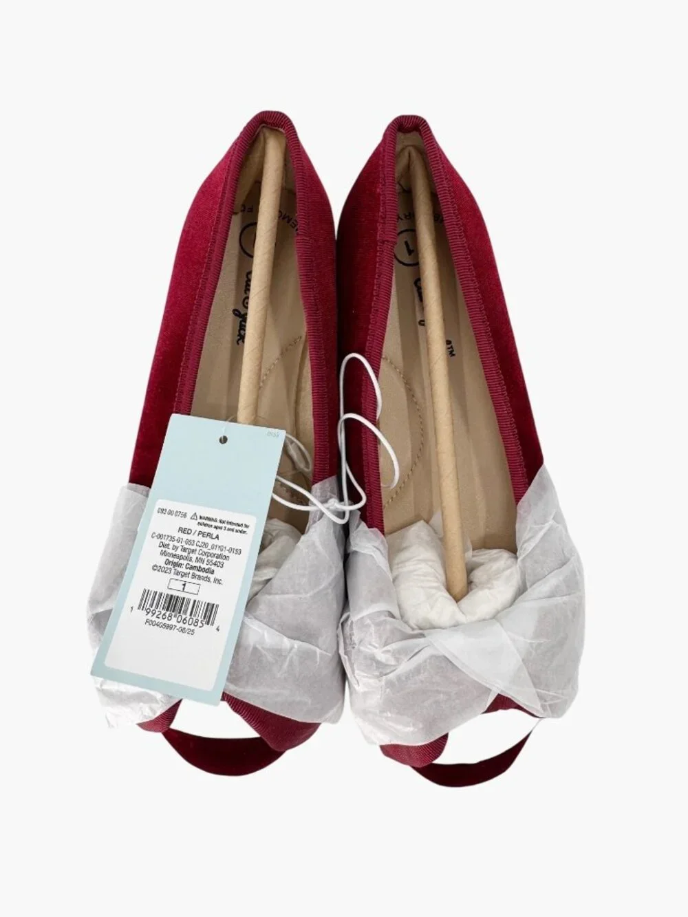 NEW Cat & Jack Girls' Perla Ballet Flats - Red - Size 1